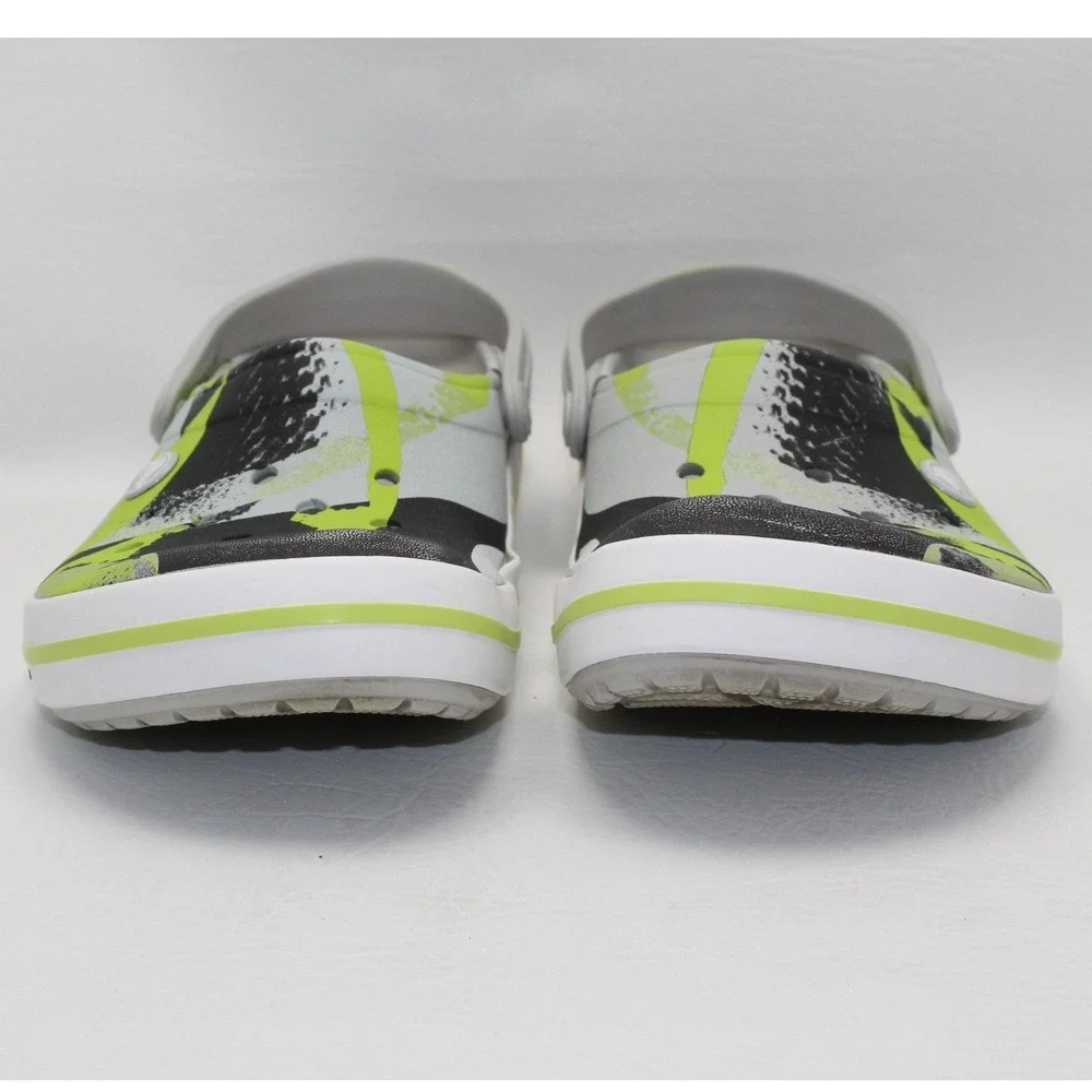 Crocs Crocband Splash Graphic‎ Clogs Lime Green Black White Mens 9 Womens 11